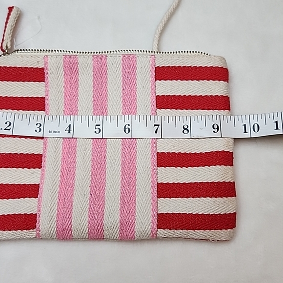 GAP Women's Pink Red & Creme Striped Canvas Zip Strappy CrossBody Bag - Picture 6 of 7